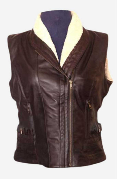 Laurie Holden Andrea Harrison Walking Dead Brown Leather Vest laurie-holden-walking-dead-vest
