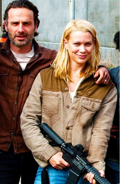 Laurie Holden Andrea Harrison Walking Dead Brown Denim Jacket laurie-holden-walking-dead-jacket