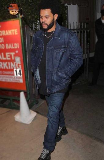Mens Casual The Weeknd Street Style Bomber Blue Denim Jacket