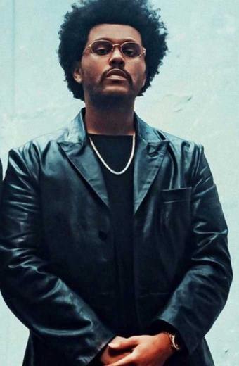 Maluma Hawai The Weeknd Mens Black Leather Trench Blazer