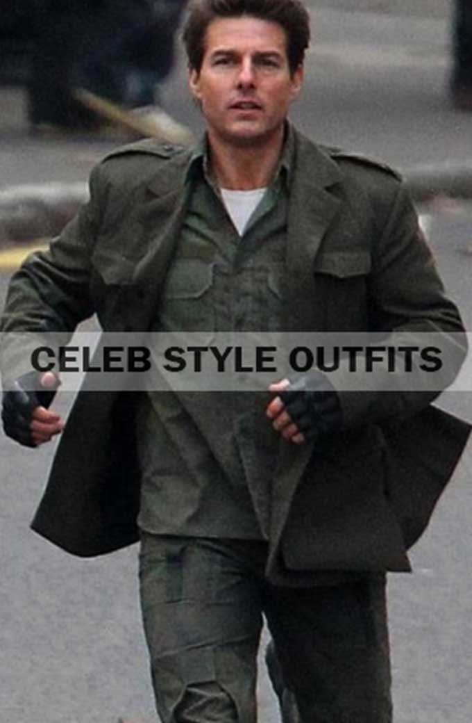 William Cage Tom Cruise Edge of Tomorrow Military Green Coat