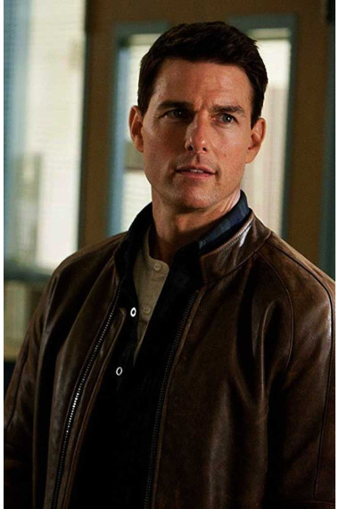 Tom Cruise Jack Reacher Mens Biker Brown Leather Jacket