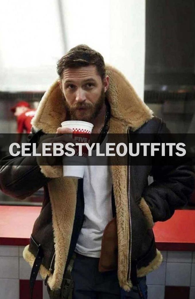 Farrier Dunkirk Tom Hardy Brown Leather Shearling Jacket