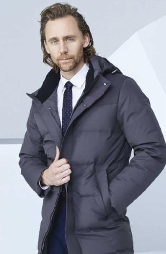 Tom Hiddleston X Bosideng Winter Collection Grey Puffer Coat