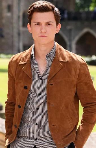 Mens Casual Thomas Stanley Holland Brown Suede-Leather Jacket