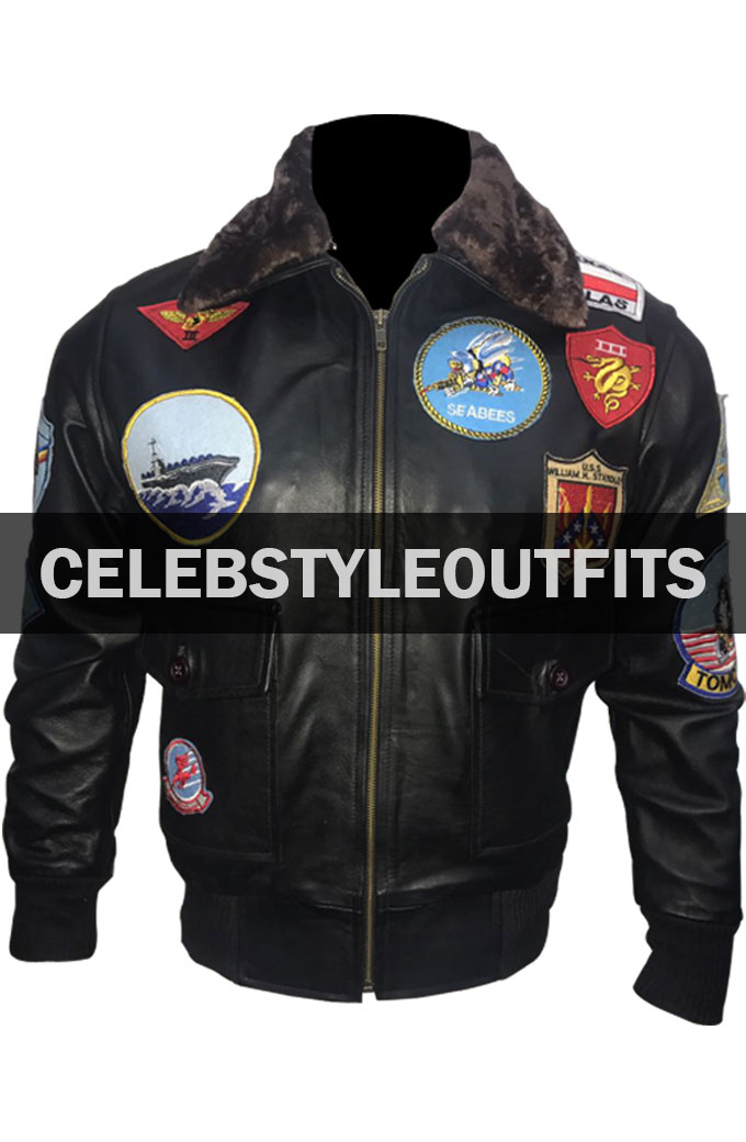 Tom Cruise Top Gun Maverick Aviator Bomber Shearling Jacket