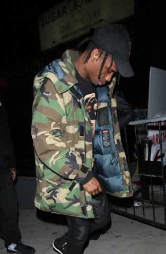 Mens Travis Scott Casual Camouflage Cotton Puffer Jacket