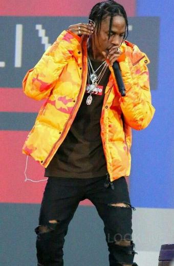 Travis Scott Live Concert Orange Puffer Fragment Jacket