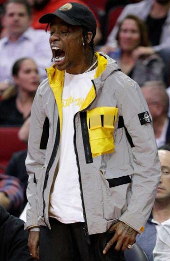 Travis Scott Stone Island Mens Grey Hooded Cotton Jacket