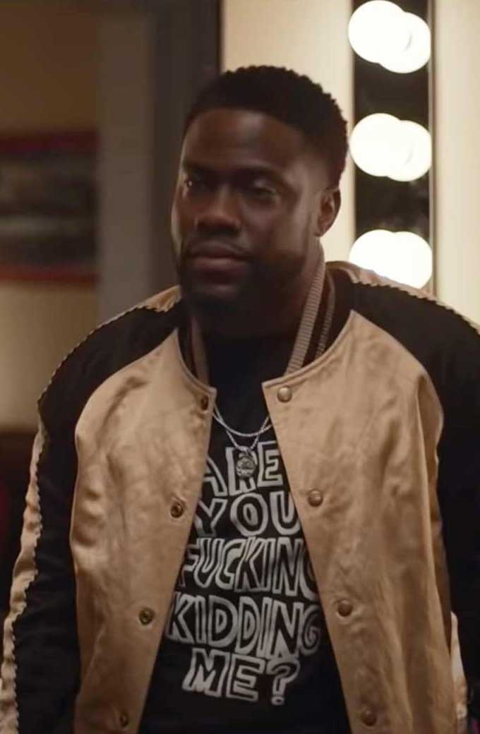 Kevin Hart Kid True Story TV Series Bomber Beige Satin Jacket