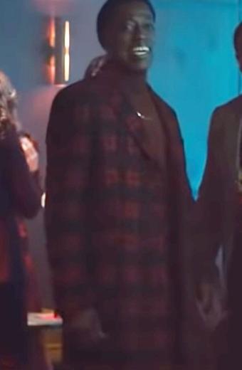 Wesley Snipes Carlton True Story Plaid Maroon Checked Coat