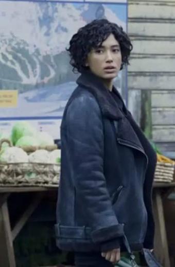 Andy Allo Nora Antony Upload Black Leather Shearling Jacket
