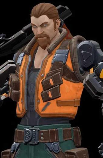 Valorant Video Game Breach Mens Orange Cosplay Leather Vest