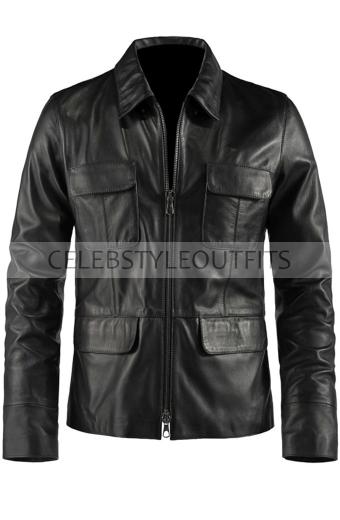 Vampire Diaries TV Series Ian Somerhalder Black Leather Jacket