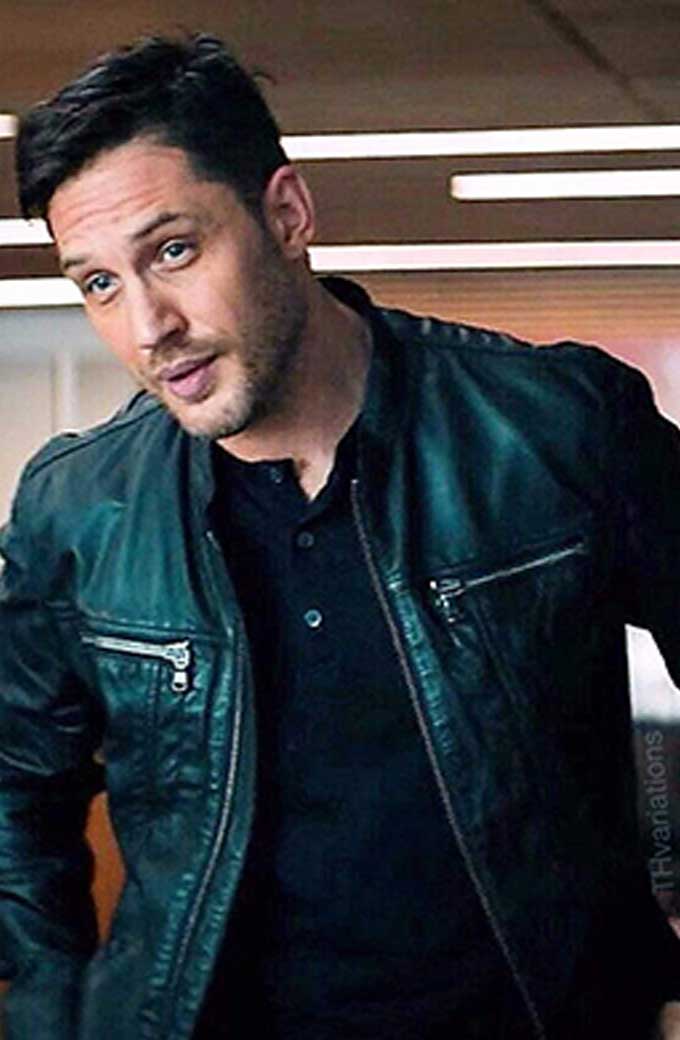 Venom Movie Eddie Brock Tom Hardy Black Leather Jacket