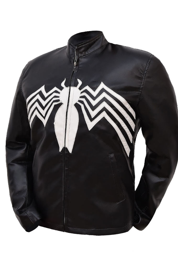 Eddie Brock Venom Movie Tom Hardy Mens Black Leather Jacket