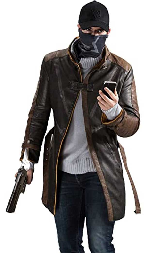Aiden Pearce Watch Dogs Video Game Brown Cosplay Leather Coat