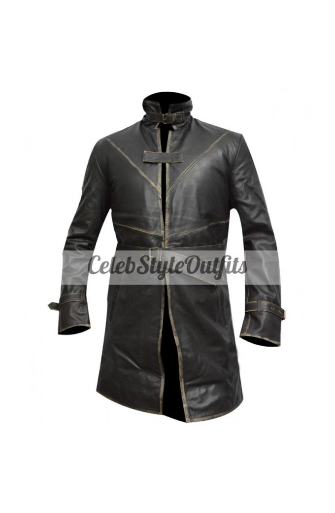 Aiden Pearce Video Game Watch Dogs Black Cosplay Leather Coat