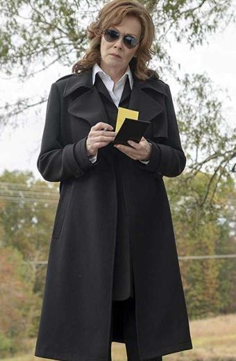 Jean Smart Laurie Blake Watchmen Black Wool Trench Coat