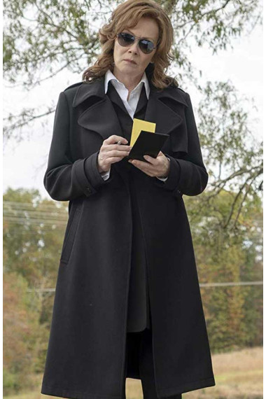 Jean Smart Laurie Blake Watchmen Black Wool Trench Coat
