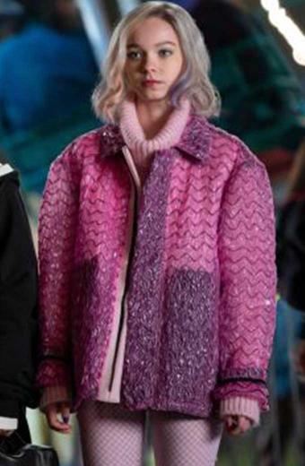 Enid Sinclair Emma Myers Wednesday Pink Wool-Blend Jacket