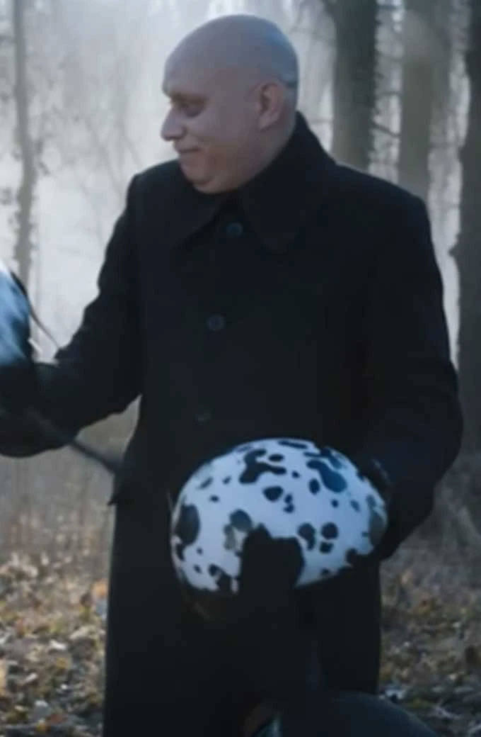 Uncle Fester Wednesday TV Series Fred Armisen Black Wool Coat