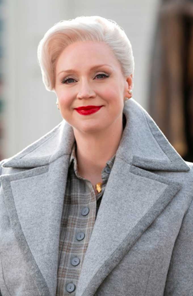 Larissa Weems Wednesday Gwendoline Christie Grey Trench Coat