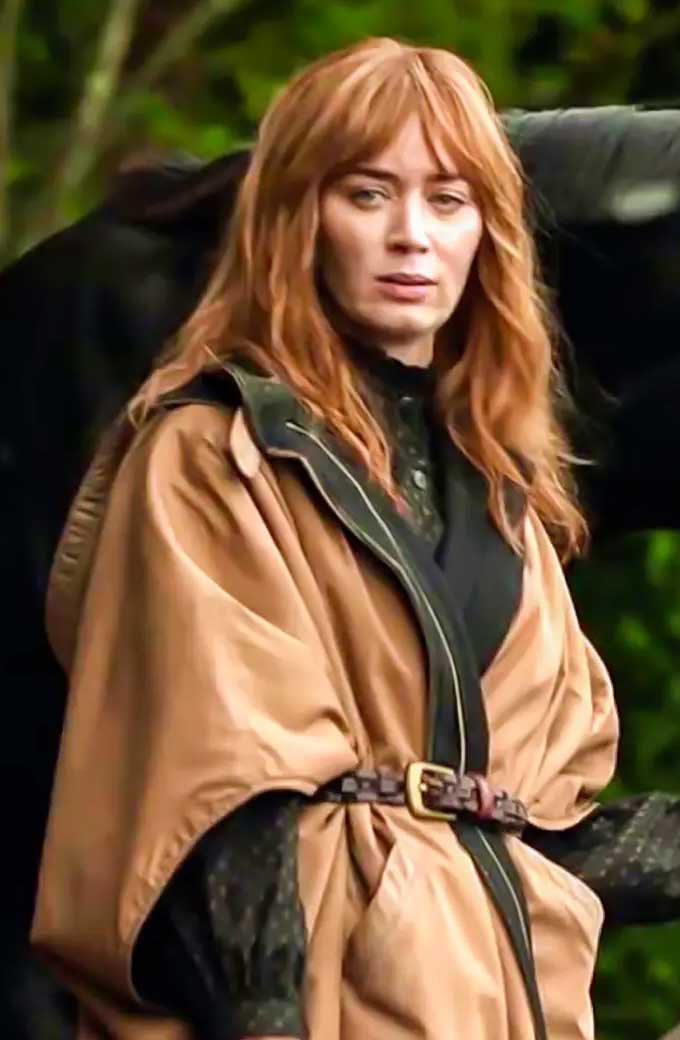 Emily Blunt Rosemary Wild Mountain Thyme Beige Hooded Poncho