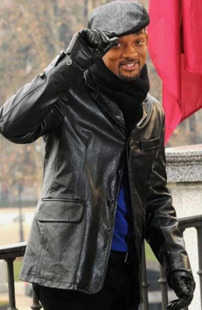 Casual Mens Will Smith Street Style Black Leather Blazer