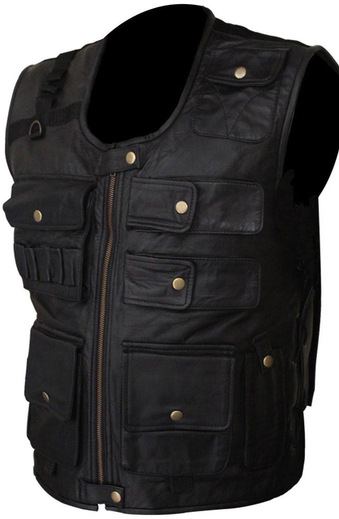 Smackdown Roman Reigns WWE Biker Black Leather Tactical Vest