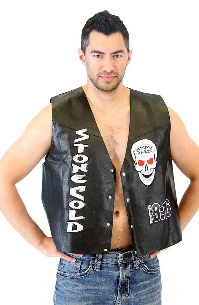 Steve Austin Stone Cold WWE Superstar Black Leather Vest