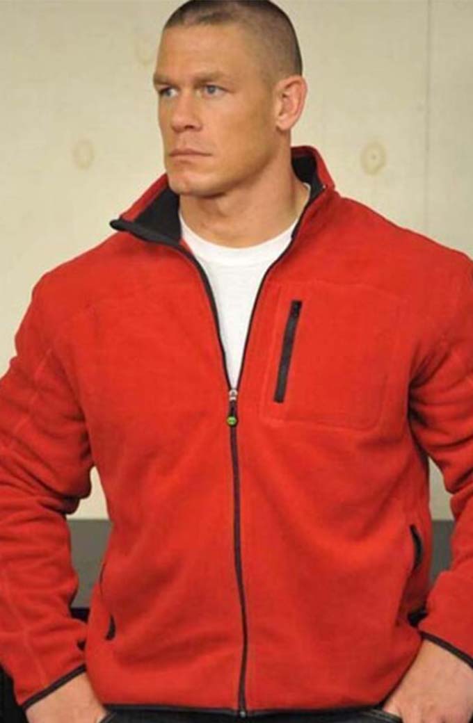 John Cena WWE Wrestler Mens Casual Bomber Red Fleece Jacket