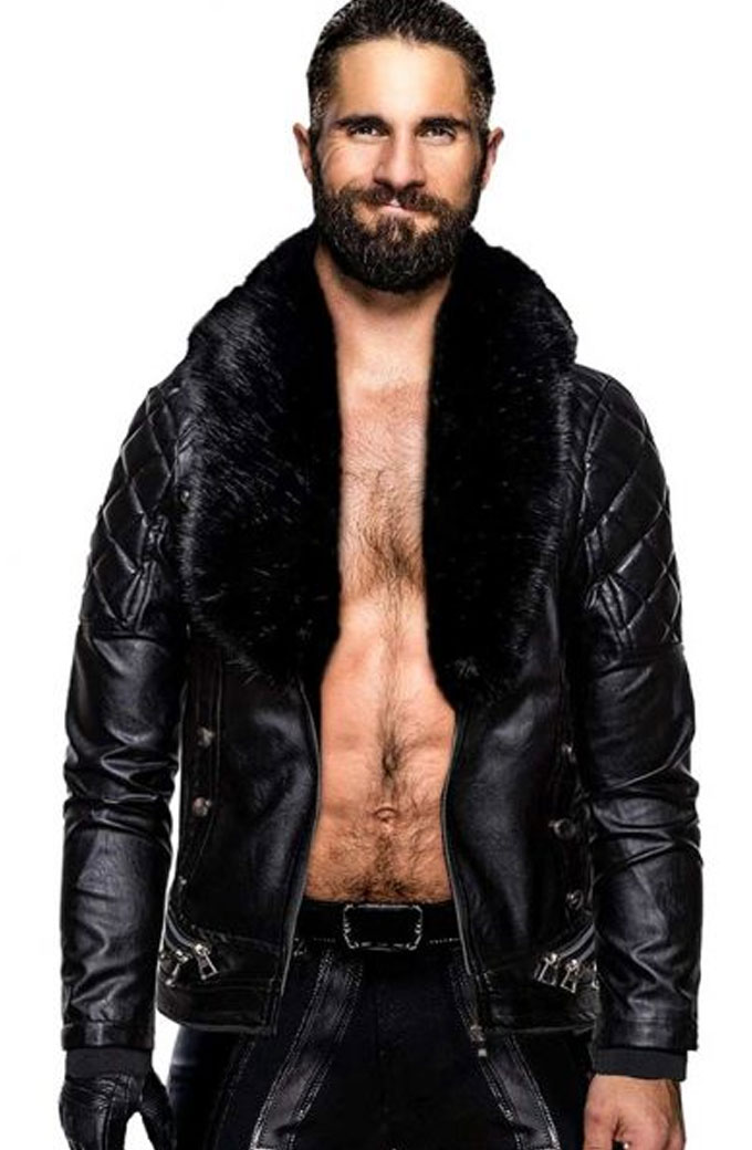 RAW Seth Rollins WWE Colby Daniel Lopez Black Quilted Jacket