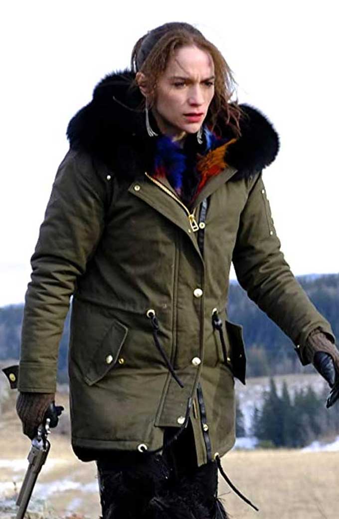 Melanie Scrofano Wynonna Earp Green Cotton Fur Hooded Parka