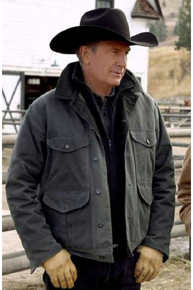 Yellowstone John Dutton Kevin Costner Black Cotton Jacket
