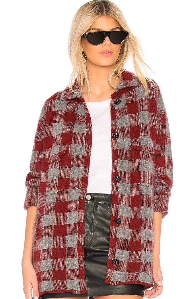 Yellowstone TV Series Kelly Reilly Beth Dutton Red Plaid Coat