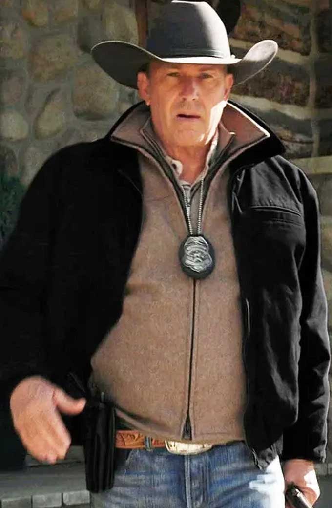 John Dutton Yellowstone Kevin Costner Black Cotton Jacket
