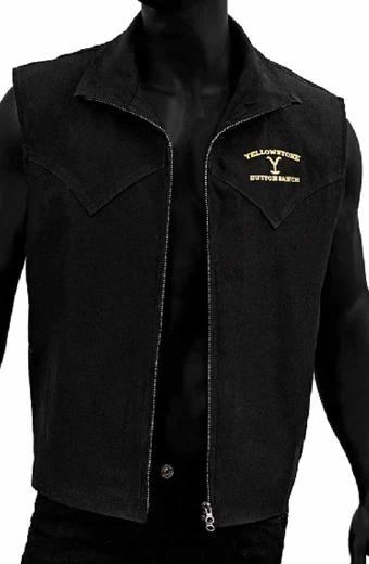 Yellowstone John Dutton Kevin Costner Ranch Black Wool Vest