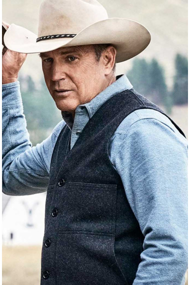 Yellowstone TV Show Kevin Costner John Dutton Grey Cotton Vest