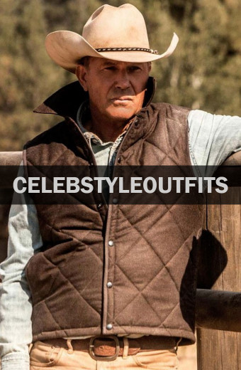 Kevin Costner Yellowstone John Dutton Ranch Brown Satin Vest
