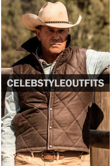 Kevin Costner Yellowstone John Dutton Ranch Brown Satin Vest