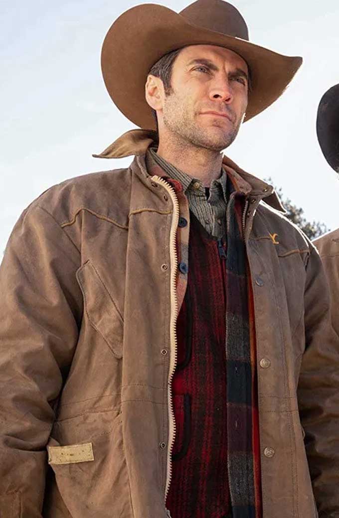 Wes Bentley Yellowstone Jamie Dutton Brown Cotton Jacket