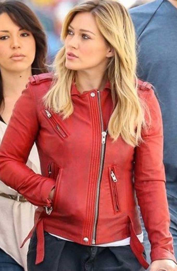 Younger Hilary Duff Kelsey Peters Red Biker Leather Jacket younger-kelsey-peters-jacket