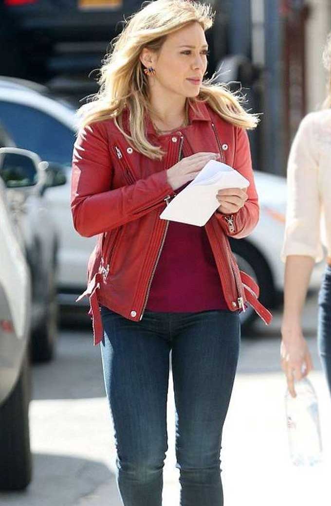 Hilary Duff Kelsey Peters Younger Red Biker Leather Jacket