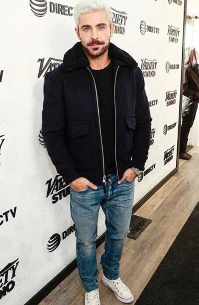 Zac Efron Premiere Blue Jacket