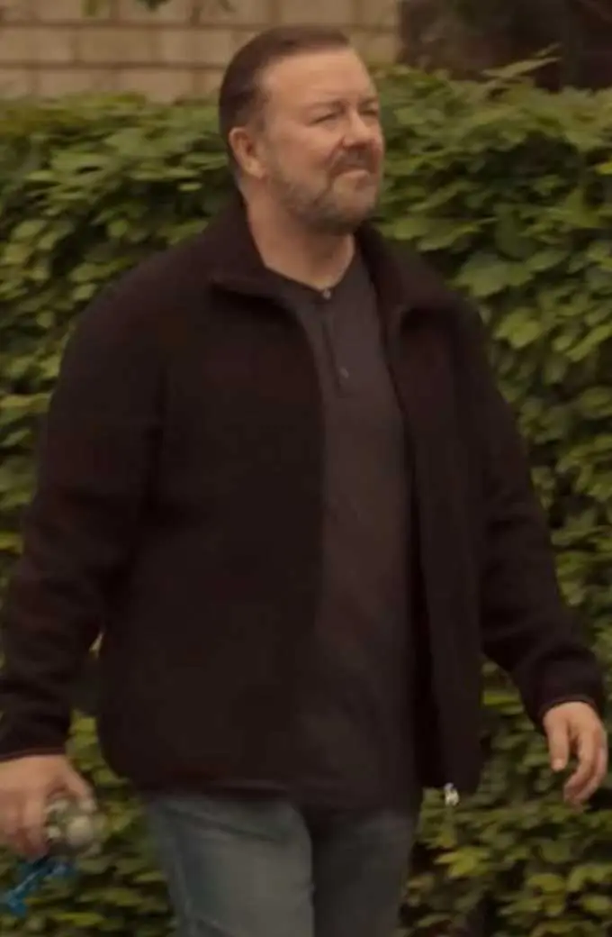 Tony Johnson Ricky Gervais After Life Bomber Brown Wool Jacket ricky-gervais-after-life-jacket