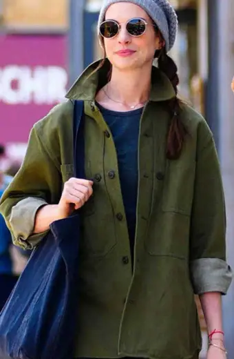 Anne Hathaway WeCrashed Rebekah Neumann Green Cotton Jacket