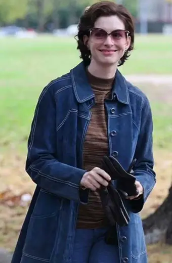 Anne Hathaway Armageddon Time Esther Graff Blue Denim Coat