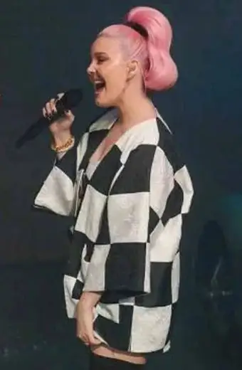 Our Song Anne Marie White And Black Plaid Cotton Jacket anne-marie-our-song-white-cotton-jacket