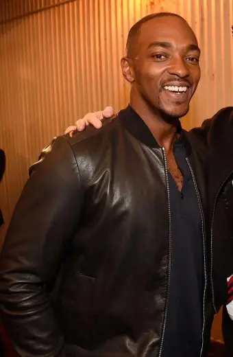 MTV Movie Awards Anthony Mackie Causal Brown Leather Jacket